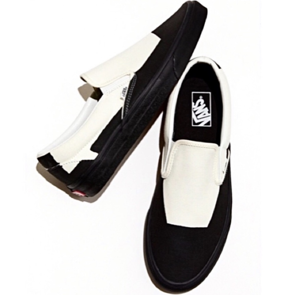 NWT Vans Black Overprint White Slip On Skate Shoe - Picture 8 of 8